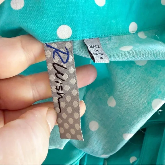 Vintage Women Y2K Belted Polka Dot Dress Medium Retro Rockabilly Preppy Femme - Picture 6 of 8